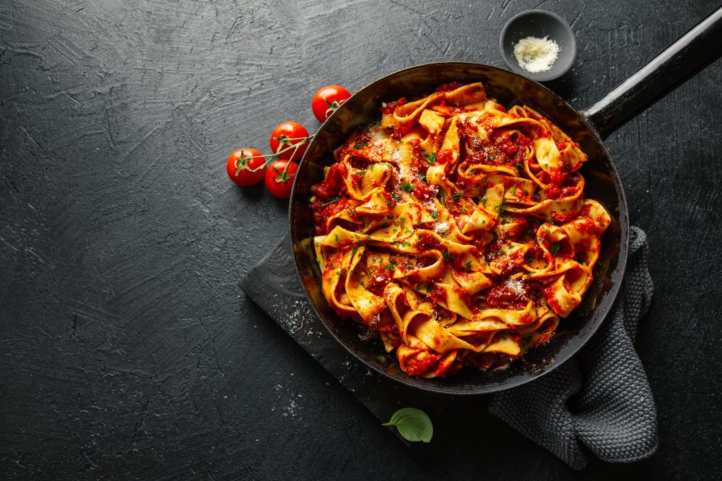 Tasty Italian classic Tagliatelle with Bella Italia Arrabiata pasta sauce